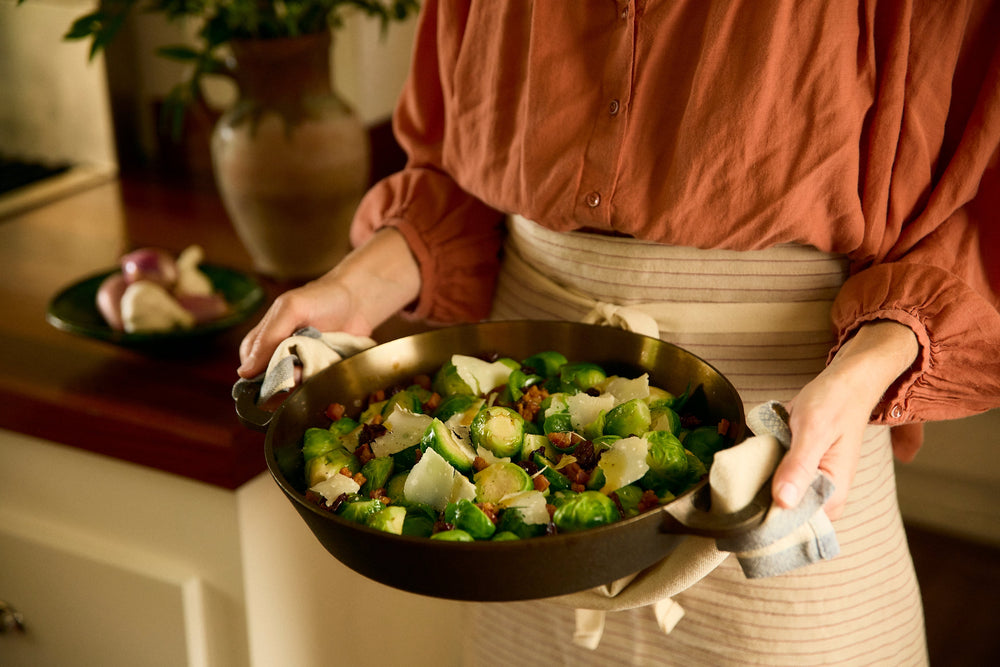 Brussels Sprouts with Pancetta, Cherries and Sorghum Vinaigrette