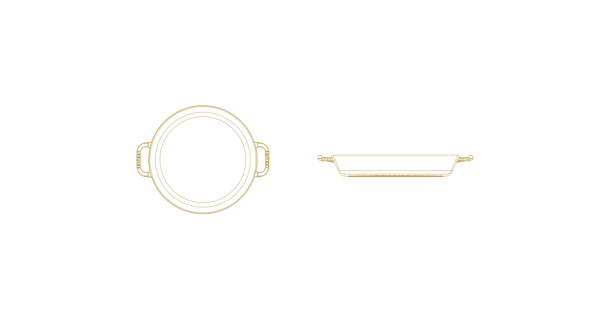 No. 14 Dual Handle Skillet Dimensions Blueprint